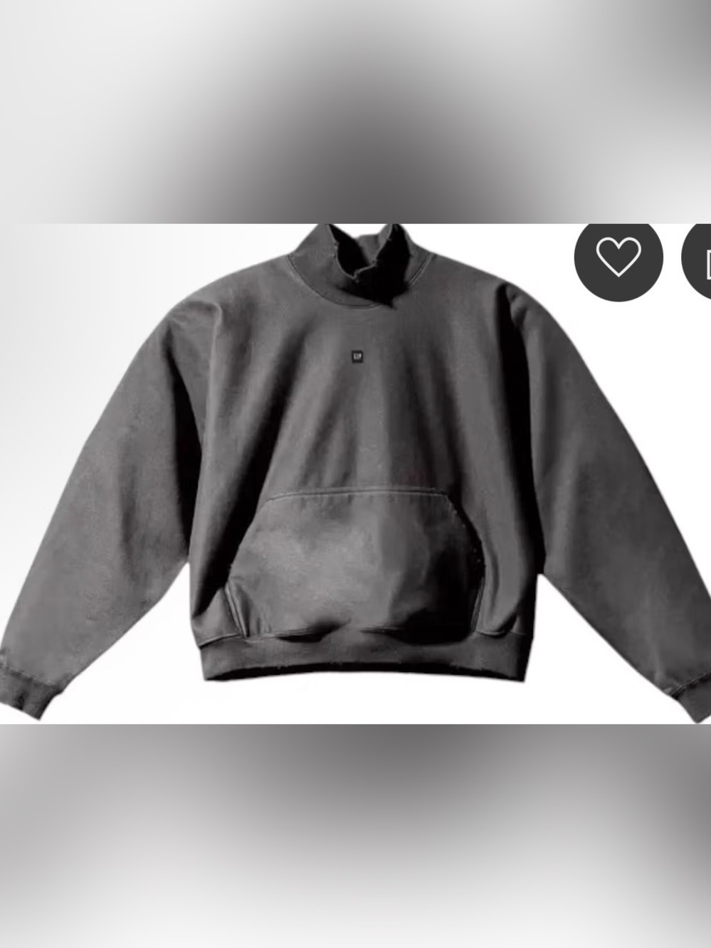 Yeezy X Gap high neck distressed gray sweater size XXL